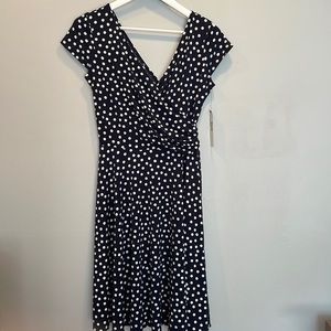 Maggy London 10P Navy Polka Dot Dress